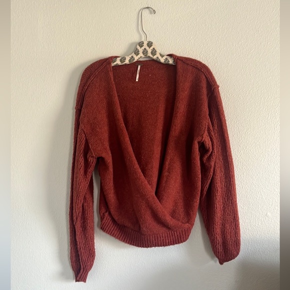 Rust Free People Wrap Sweater - Picture 2 of 6